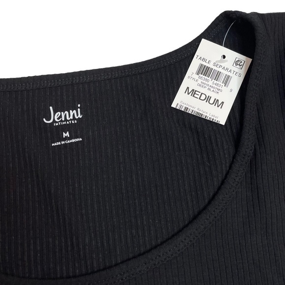 Jenni Ribbed Pajama Short Sleeve Shirt Deep Black Bundle of 2 Medium New - Picture 4 of 5